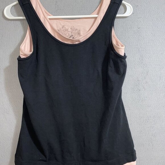 Lotus Soma Women Black/‎ Pink Workout Tank with Built in Bra Yoga Racerback Sz 0 - Picture 1 of 8
